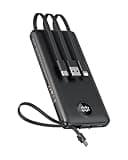 VEEKTOMX Portable Charger with 4 Built-in Cables — 10000mAh Slim Power Bank, USB-C Battery Pack with iPhone & Micro USB, TSA Approved Travel Charger for iPhone, Samsung, Android