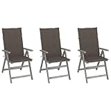 LPERTGFHU 3 Piece Patio Reclining Chair Set with Cushions, Solid Acacia Wood Outdoor Armchairs for Garden, Balcony, Backyard, Gray Wash Finish