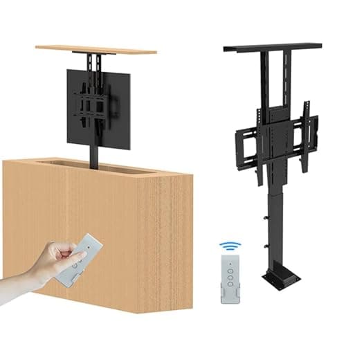 QICBYING LCD TV Mount Bracket, for 32-70 Inch Electric TV Lift Stand, Telescopic Floor Stand, can Be Hidden in A Cabinet Motorized Tv Mount, with Remote, Up to 60kg(40-70in tv,575-1225mm)
