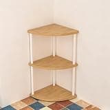 Wooden Corner Shelf, 3 Tiers, Multi-Layer Storage Cabinet, Sideboard, Gap Storage, Rounded Corners, Open Rack, Shelf, Storage Shelf, Bookshelf, Corner Shelf for Living Room(5 Tiers)(A,3)