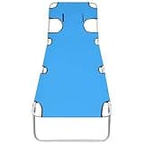 YUOGHRTFE Foldable Sun Lounger with Adjustable Backrest and Head Cushion, Powder Coated Steel Frame Turquoise Blue, Comfortable Camping Bed for Garden Beach