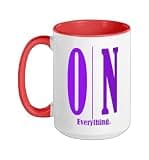 Purple ON Everything. Purple Graphic Ceramic Mug, Red/White, 15oz