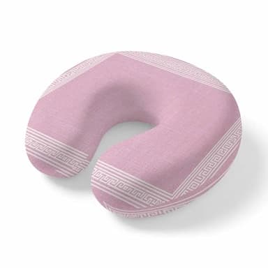 Neck Pillow for Travel,Abstract Greek Inspired Key Pattern Memory Foam U Shaped Pillows,Portable Headrest Twist Stripe on Pink Neck Head Support Cushion for Home Office Car Airplane Sleeping