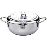 OBKSEB Deep Frying Pot with A Thermometer and A Lid 304 Stainless Steel Kitchen Fryer Pan 20 24 Cm