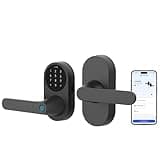 Aqara Smart Lock U300 Upgraded Version, Fingerprint Keyless Entry Door Lock with Handle, Matter Over Thread, Apple Home Keys, Touchscreen Keypad, Smart Lever Lock Supports Homekit Alexa Google, Black