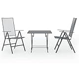 KGHFDVB 3 Piece Steel Patio Dining Set with Mesh Design and 6-Position Adjustable Backrest Chairs, Foldable Outdoor Furniture for Patio Garden