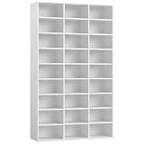 FOTOSOK 75" H Triple Wide Bookshelf and Bookcase, 9 Tier White Bookshelf with 27 Open Display Shelves, Large Bookcase Tall Book Shelf DVD/CD Media Storage Book Case for Living Room, White