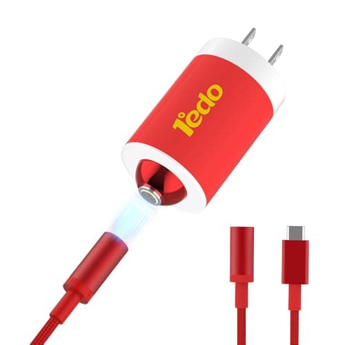 Magnetic for iPhone Charger, 1°edo GaN 65W Fast USB C Charger Block, PD 3.0 QC 4.0 Foldable Magnetic Fast Charger with 6FT Cable for iPhone 17/16 and More Series, Samsung Galaxy, iPad erc (Red)
