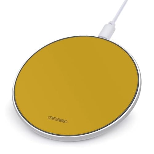Mustard Yellow Wireless Charger Portable Fast Charging Pad Lightweight Wireless Charging Pad 10W Slim Charging Station for Phone Charger Mat for Travel Home Office Desk