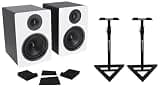 Rockville Bundle: (2) APM6W 6.5" 350W Active/Powered USB Studio Monitor Speakers Bundle with Pair of RVSM1 Near-Field Stands + (2) Foam Isolation Pads (3 Items)
