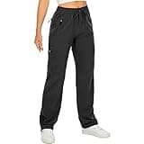 Toomett Women's Hiking Pants Quick Dry UPF 50 Travel Golf Safari Running Lightweight Camping Work Cargo Pants Zipper Pockets,6608,Black,M