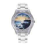 NTVOWPZO Three-Hand Analog Stainless Steel Watches for Men Easy Reader