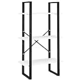 DXKDUSOKJ White Engineered Wood Storage Shelf 23.6x11.8x41.3 Inches, Metal Frame Stand for Kitchen Living Room Basement, Bookshelf Display Rack