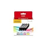Canon CLI-281 Black, Cyan, Magenta and Yellow 4 Ink Pack, Compatible to TR8520, TR8620 Series, TS9120, and TS6210 Printers