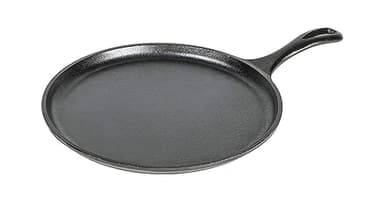 Lodge Round Seasoned Cast Iron Griddle 10.5 Inches - Round-Shaped, Pre-Seasoned Iron Griddle Pan - Non-Toxic, PFAS-Free Cookware - Compatible with Stovetop, Oven, Grill, or Campfire