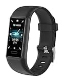 Cloudpoem Fitness Tracker with Heart Rate Monitor Sleep Tracker Steps Counter Messages Notification Alarm Clocks Stopwatch Pedometer Watch Activity Tracker IP68 Waterproof (Pure Black)