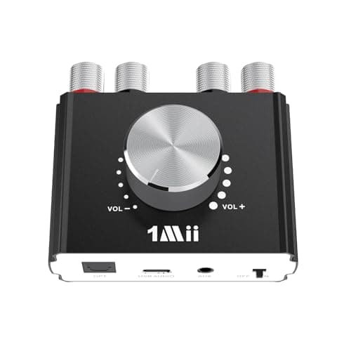 1Mii DeskRoar B75 Mini Bluetooth 6.0 Amplifier, HiFi Digital Stereo Amp 2 Channel 50W×2, USB/Optical/AUX in, Small Wireless Audio Receiver for TV/PC/Bookshelf&Desktop Speakers, 24V Power Supply