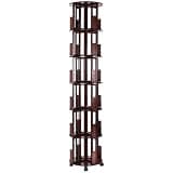Hubxinly 6 Tier Bamboo Round Revolving Vertical Book Shelf Revolving 360 Book Shelf Storage Round Carousel for Small Space Home Office Living Room