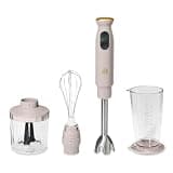 LUGBAR Beautiful 2-Speed Immersion Blender with Chopper & Measuring Cup Drew Barrymore (Porcini Taupe)
