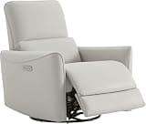 Luxury Swivel Glider Power Recliner Chair for Adults, Electric Recliner Sofa with USB & Type-C Charging Ports, Lumbar Support Ergonomic Breathable Leather Comfort Chair for Living Room