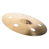 Kisangel 14 Inch Alloy Drum Set Crash Cymbal with Holes, Short Decay and Bright Sound, Golden Finish, for Rock and Playing Environments, for Beginners and Students