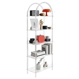 5-Tier Acrylic Bookshelf Clear Open Bookcase, 11.81''x23.62''x65.35'' Tall Narrow Skinny Bookshelf, Wall Leaning Storage Shelf Display Shelves, Modern Clear Bookcase for Home Office