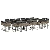 WRJENFSC 17 Piece Patio Dining Set Gray PE Rattan Outdoor Furniture with 130 Inch Tempered Glass Table and 16 Chairs with Washable Cushions for Garden Backyard and Terrace