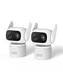 eufy Security Camera C31(2-Pack),Indoor/Outdoor Camera,IP66,Spotlight-Free Color Night Vision,360ยฐ Coverage Pan &Tilt, AutoTracking,AI Human/Vehicle/Pet/Cry Detection,24/7 Recording, No Subscription