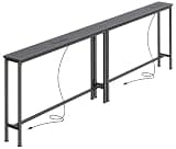 SUPERJARE 78.8 Inch Narrow Console Table with Outlet, Sofa Tables, Behind Couch Table, Long Entryway Tables with Charging Station, for Living Room, Black