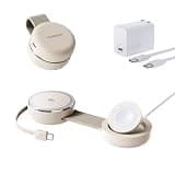 THREEKEY 3-in-1 Charging Station for Apple - Qi2.2 25W Foldable Magnetic Wireless Charger with Retractable USB-C Cable, for iPhone 17-12, Apple Watch, AirPods, Travel (65W Adapter Included)