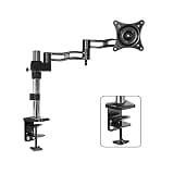 NYTFHMS Monitor Stand Single Monitor Stand Arm Adjustable 15"-27" Long Arm Monitor Desk Mount Monitor Stand Mount with Clamp and Grommet Kit, Vesa Mount 75/100Mm Tv Stands,C-C Clamp