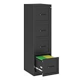 pozdeg 4 Drawer File Cabinet with Lock, Narrow Vertical Metal Filing Cabinets for Office Home, Steel Storage Cabinets Organizer Fit Letter/ A4/Legal Size File, Black
