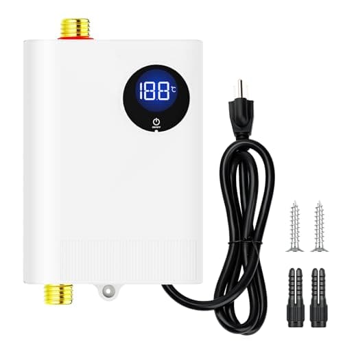 YIHUIBF110V Tankless Water Heater Electric, 3000W Tankless Electric Water Heater Instant, Under Sink Water Heater with Digital Display, On Demand Hot Water Heaters Electric for Kitchen Washin