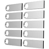 ABLAZE 128MB Flash Drive 10 Pack, Metal USB 2.0 Thumb Drives with Keychains USB Sticks Pendrives (Sliver)