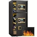6. 5 Cub Safe Box with Fireproof Bag, Luxury safe with LCD Screen and Hidden Password Function, Large Safe with Deposit Slot and Dual Alarm System, Large Safe Box for Home Office Hotel