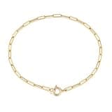 Luxmad 14K Gold Paperclip Bracelets, Real Gold Rectangular Link Chain 2mm, 6-7 Inches for Women Men, Hypoallergenic, Non-Tarnish, Dainty Layering Minimalist Jewelry (6.5 inch)