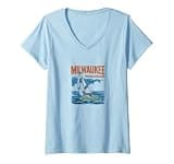 Women's Milwaukee Wisconsin Vintage Sailboat V-Neck T-Shirt