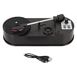BONKZEBU Portable Turntable Record Player with USB to MP3 Converter, 33 45 RPM Player, 3.5mm Stereo Output, for Converting Records to Digital Audio Files
