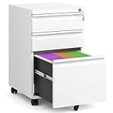 SAWJEC 3 Drawer File Cabinet with Lock, White Metal Filing Cabinet for Home Office, Fully Assembled, Vertical Locking File Cabinet with Letter Legal A4 Size Hanging Files, 15" W x 17" D x 24" H