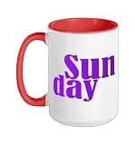Purple Sunday Days Of The Week Purple Color Graphic Ceramic Mug, Red/White, 15oz