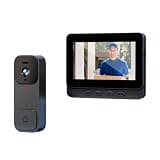 VIREXEL Ring Camera Outdoor Wireless Ring Doorbell Camera, Wireless Video Doorbell with Screen, 1080P HD Video, 2.4GHz WiFi, IP65 Weather-Resistant, Indoor Chime Included (Black)