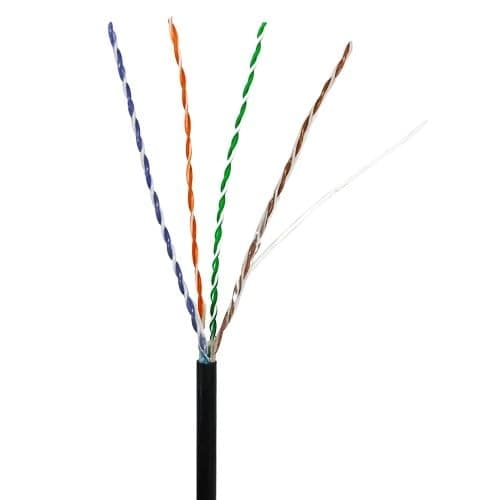 0E-CAT5DB5BK CAT5 24/4 Direct Burial Cable, 500' Wood Reel, Black