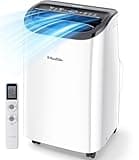 12,000 BTU Portable Air Conditioner Cools Up to 550 Sq.Ft, Auto-Evaporation Low Noise Portable AC Unit with Remote Control Fits for Large Room, Office, Garage, White