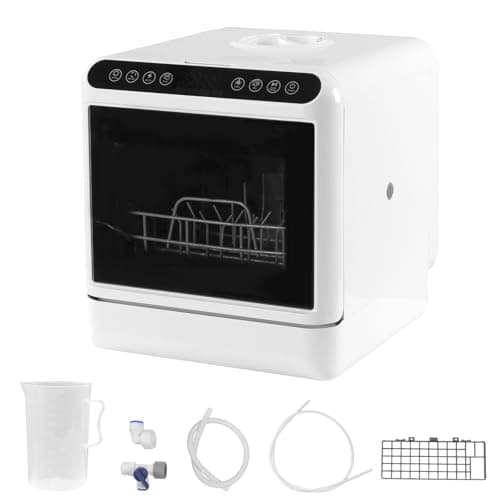 Countertop Dishwasher with 6L Built-in Water Tank Small Mini Portable Dishwasher Countertop 360° Dual Spray Bottle and Dryer High-Temp& Air-Dry Function for Apartments& RVs