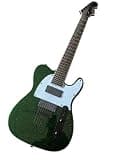 7-String Solid Body Electric Guitar, Green Sparkle T-Style with Dual Humbuckers, Extended Range for Heavy Metal & Djent (Guitarra Electrica)