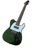 7-String Solid Body Electric Guitar, Green Sparkle T-Style with Dual Humbuckers, Extended Range for Heavy Metal & Djent (Guitarra Electrica)