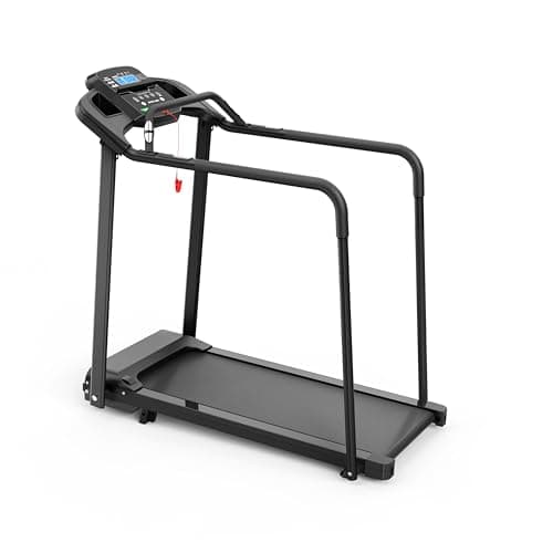 Treadmills for Home, Portable Foldable Incline with Armrest Treadmill Exercise Walking Pad for Senior, Stable Safety Handrail, Large LED Display, 300 Lbs Capacity,A-1