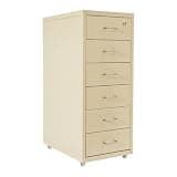 FURNITLEG 6 Drawer Vertical File Cabinet, Steel Filing Storage Cabinet with Lock, 4 Wheels, 22lbs Per Tier, Metal Rolling Storage Drawers for Home Office (Beige)