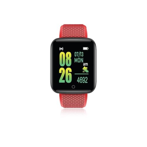 Polosmart PBS153 Vibrating Pedometer Music Control Sport Mode Bluetooth Smart Watch Red