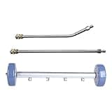 Fesjoy 2 in 1 Undercarriage Pressure Washer Attachment Surface Cleaner with 4 Nozzles Stainless Steel Grey for Patio Driveway Cleaning